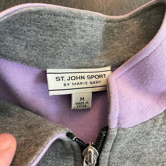 St. John Sports Gray Purple Lounge Full Zip Jacket & Pant Set, Size M & P(S) - Picture 5 of 11